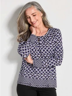 Goldner Damen Print Shirts in lila - Ärmel: langarm