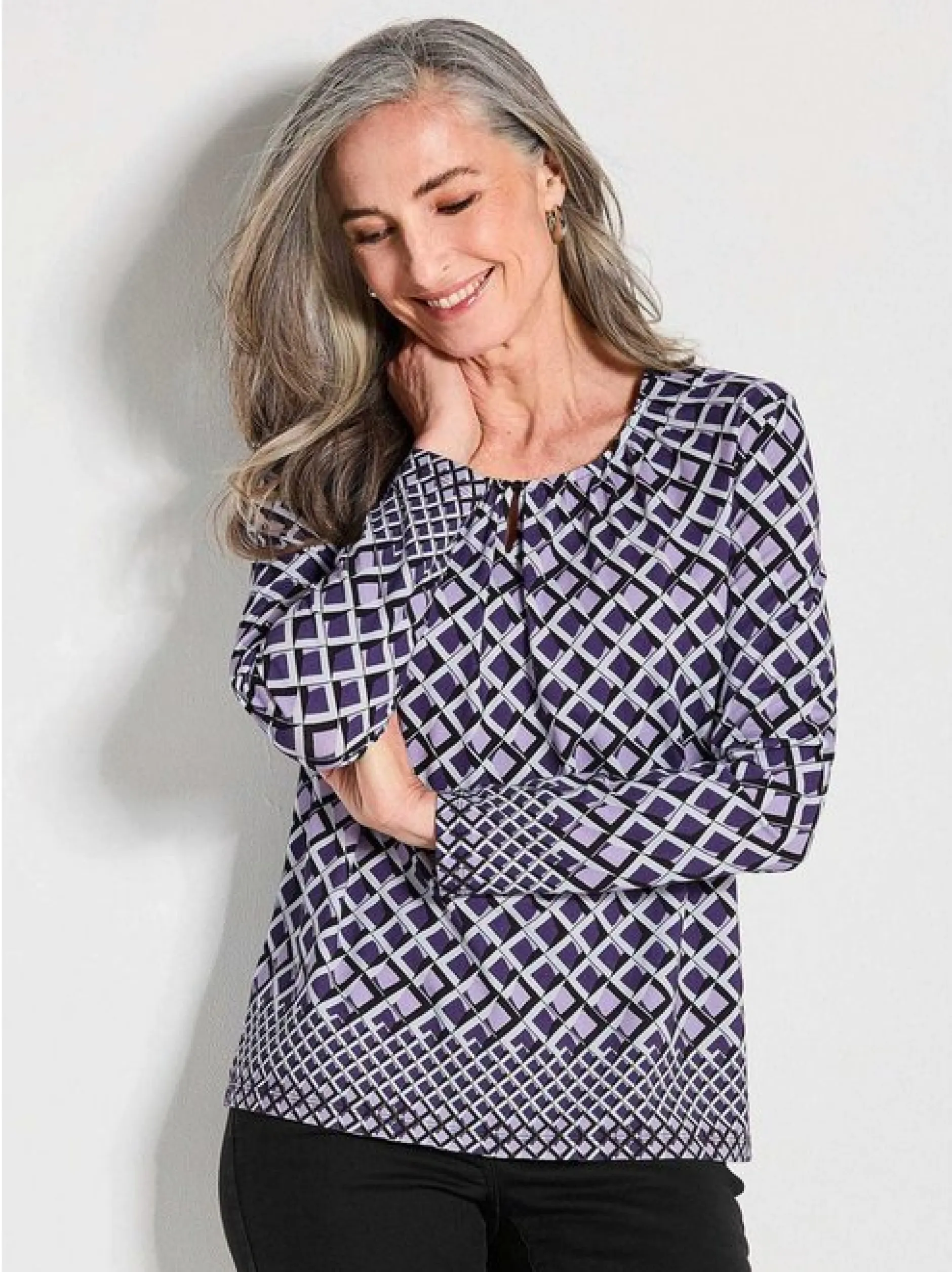 Goldner Damen Print Shirts in lila - Ärmel: langarm
