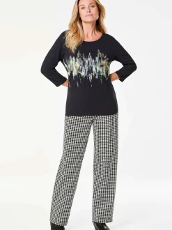 Goldner Damen Print Shirts in schwarz - Ärmel: 3/4 Arm