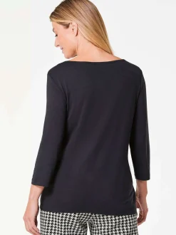 Goldner Damen Print Shirts - Kurzgröße in schwarz