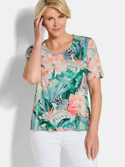 Goldner Damen Print Shirts - Kurzgröße in mehrfarbig