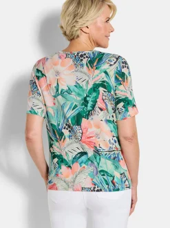 Goldner Damen Print Shirts - Kurzgröße in mehrfarbig
