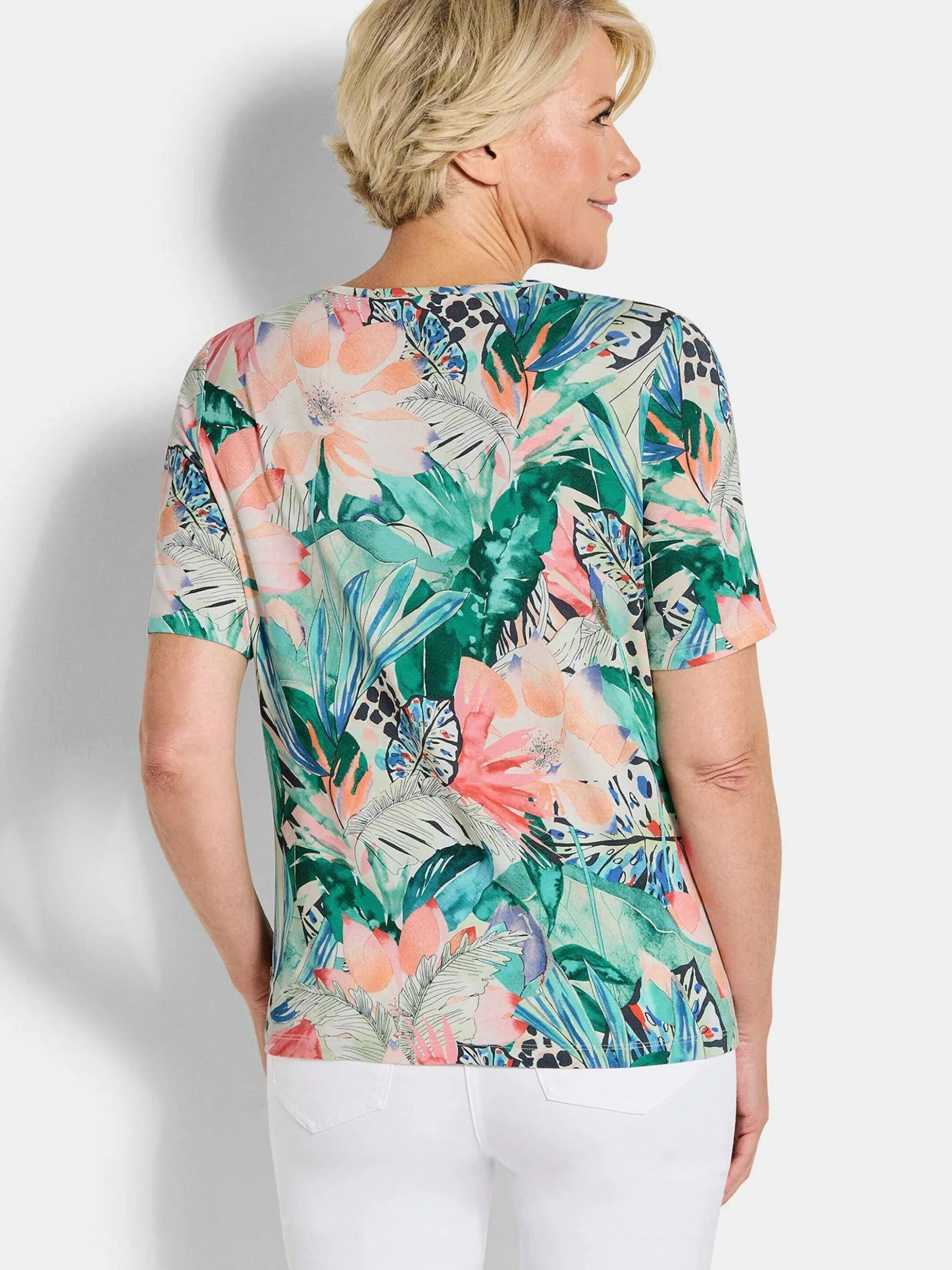 Goldner Damen Print Shirts - Kurzgröße in mehrfarbig