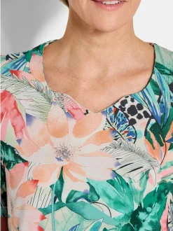 Goldner Damen Print Shirts - Kurzgröße in mehrfarbig