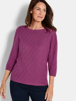 Goldner Damen Pullover in aubergine - Ausschnitt: U-Boot