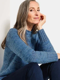 Goldner Damen Pullover in blau - Ausschnitt: Stehkragen