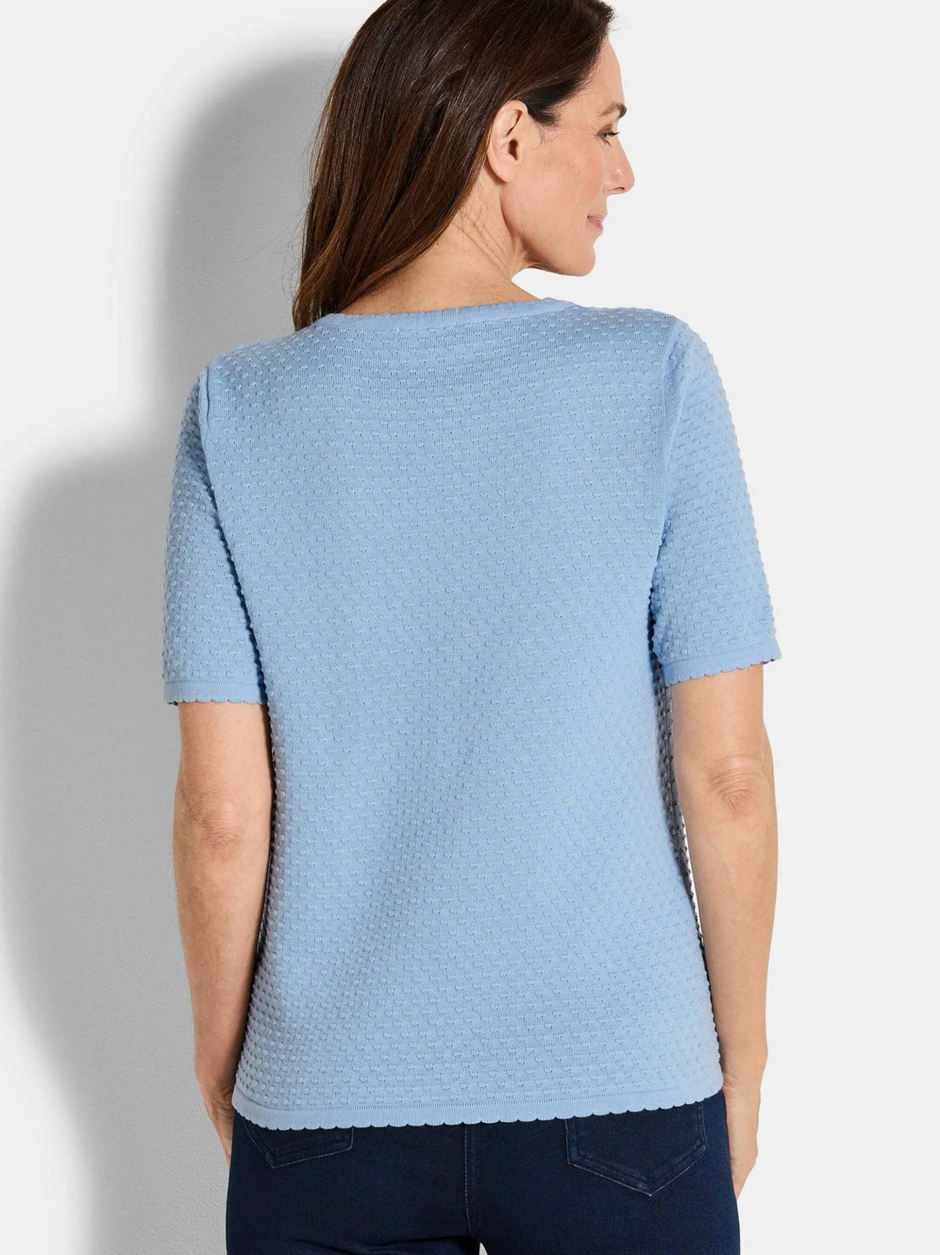 Goldner Damen Pullover in hellblau - Ärmel: Halbarm