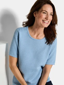 Goldner Damen Pullover in hellblau - Ärmel: Halbarm