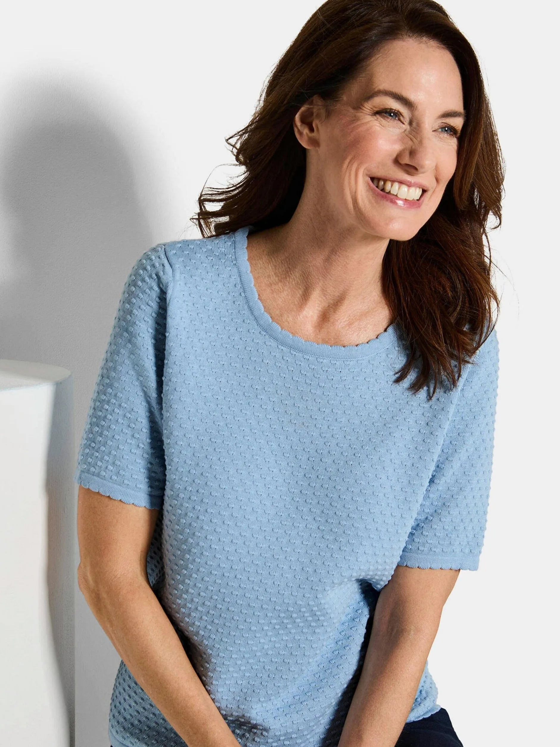 Goldner Damen Pullover in hellblau - Ärmel: Halbarm