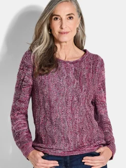 Goldner Damen Pullover in himbeer - Ausschnitt: U-Boot