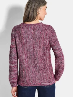 Goldner Damen Pullover in himbeer - Ausschnitt: U-Boot