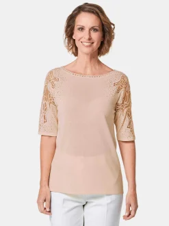 Goldner Damen Pullover in rosa - Ausschnitt: U-Boot