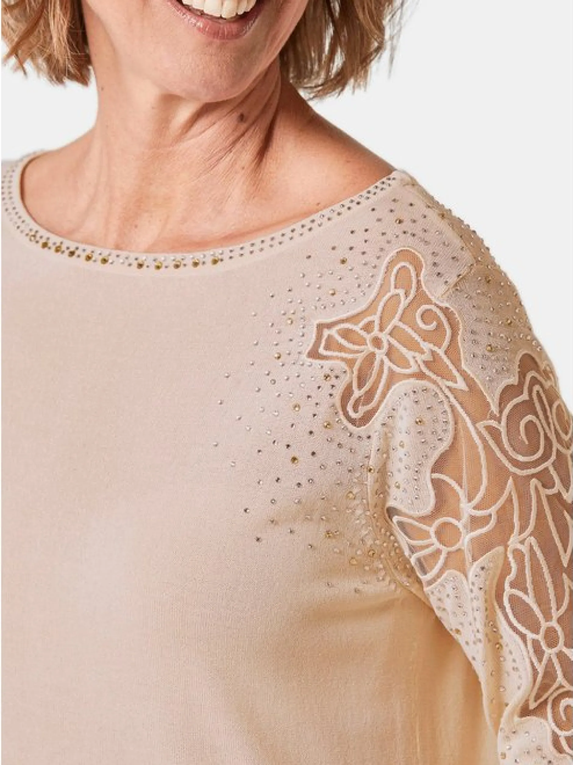 Goldner Damen Pullover in rosa - Ausschnitt: U-Boot