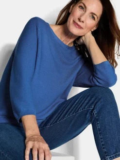 Goldner Damen Pullover in royal - Ausschnitt: U-Boot