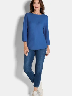 Goldner Damen Pullover in royal - Ausschnitt: U-Boot