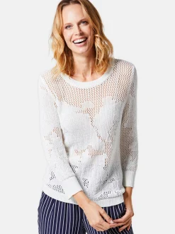 Goldner Damen Pullover in weiß - Ausschnitt: Rundhals