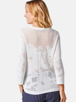Goldner Damen Pullover in weiß - Ausschnitt: Rundhals