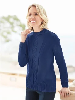 Goldner Damen Pullover - Kurzgröße in blau