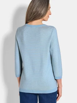 Goldner Damen Pullover - Kurzgröße in blau
