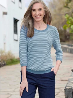 Goldner Damen Pullover - Kurzgröße in blau