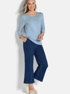 Goldner Damen Pullover - Kurzgröße in blau