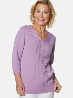 Goldner Damen Pullover - Kurzgröße in flieder