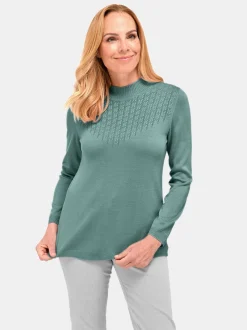 Goldner Damen Pullover - Kurzgröße in grün