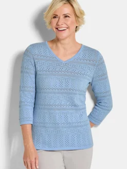 Goldner Damen Pullover - Kurzgröße in hellblau
