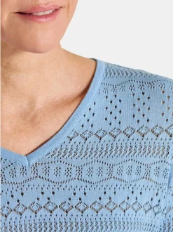 Goldner Damen Pullover - Kurzgröße in hellblau