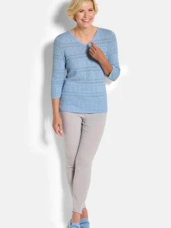 Goldner Damen Pullover - Kurzgröße in hellblau