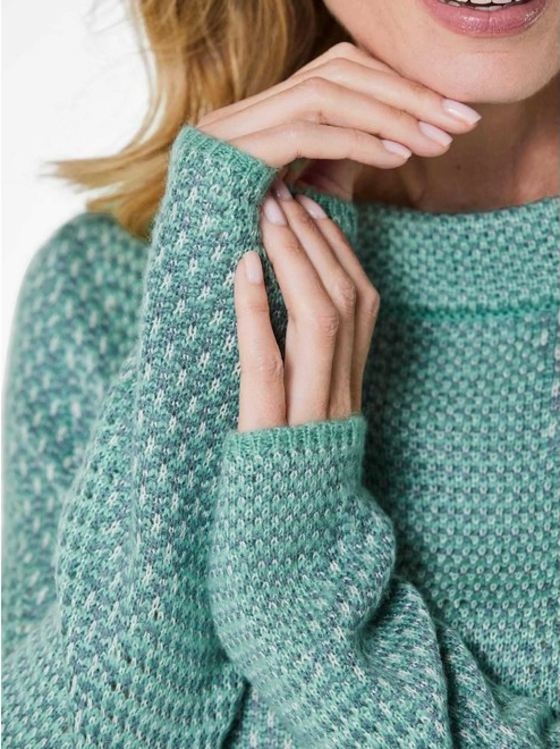 Goldner Damen Pullover - Kurzgröße in mint