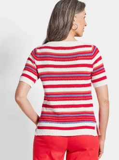 Goldner Damen Pullover - Kurzgröße in rot