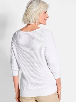 Goldner Damen Pullover - Kurzgröße in weiß