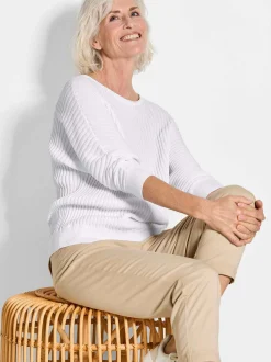 Goldner Damen Pullover - Kurzgröße in weiß