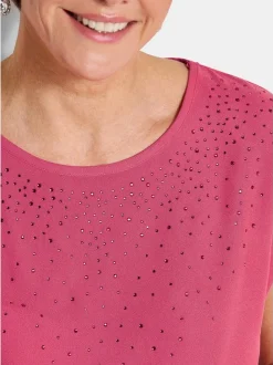 Goldner Damen Schlupfblusen - Kurzgröße in rosa