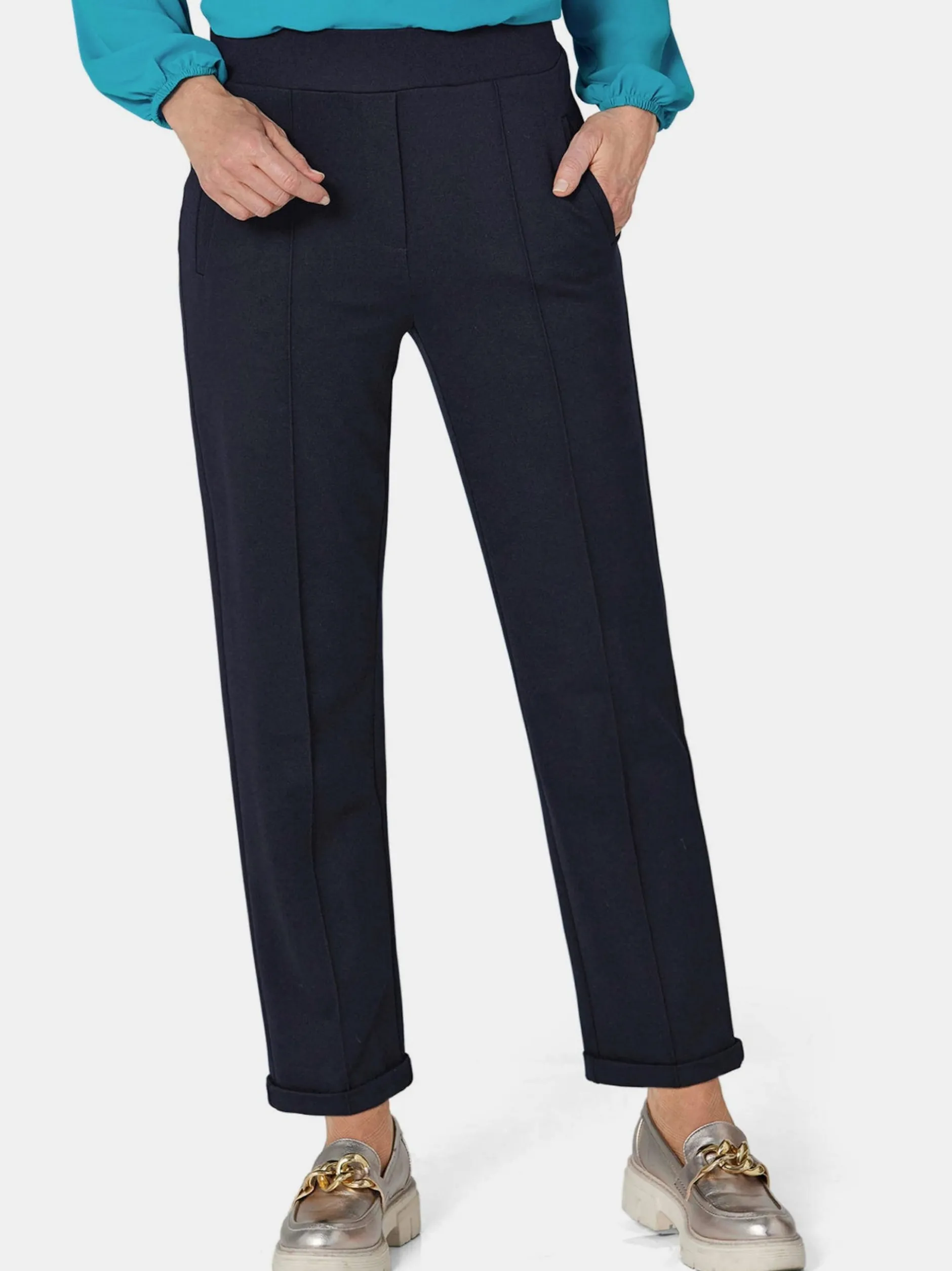 Goldner Damen Schlupfhose - Kurzgröße in marine