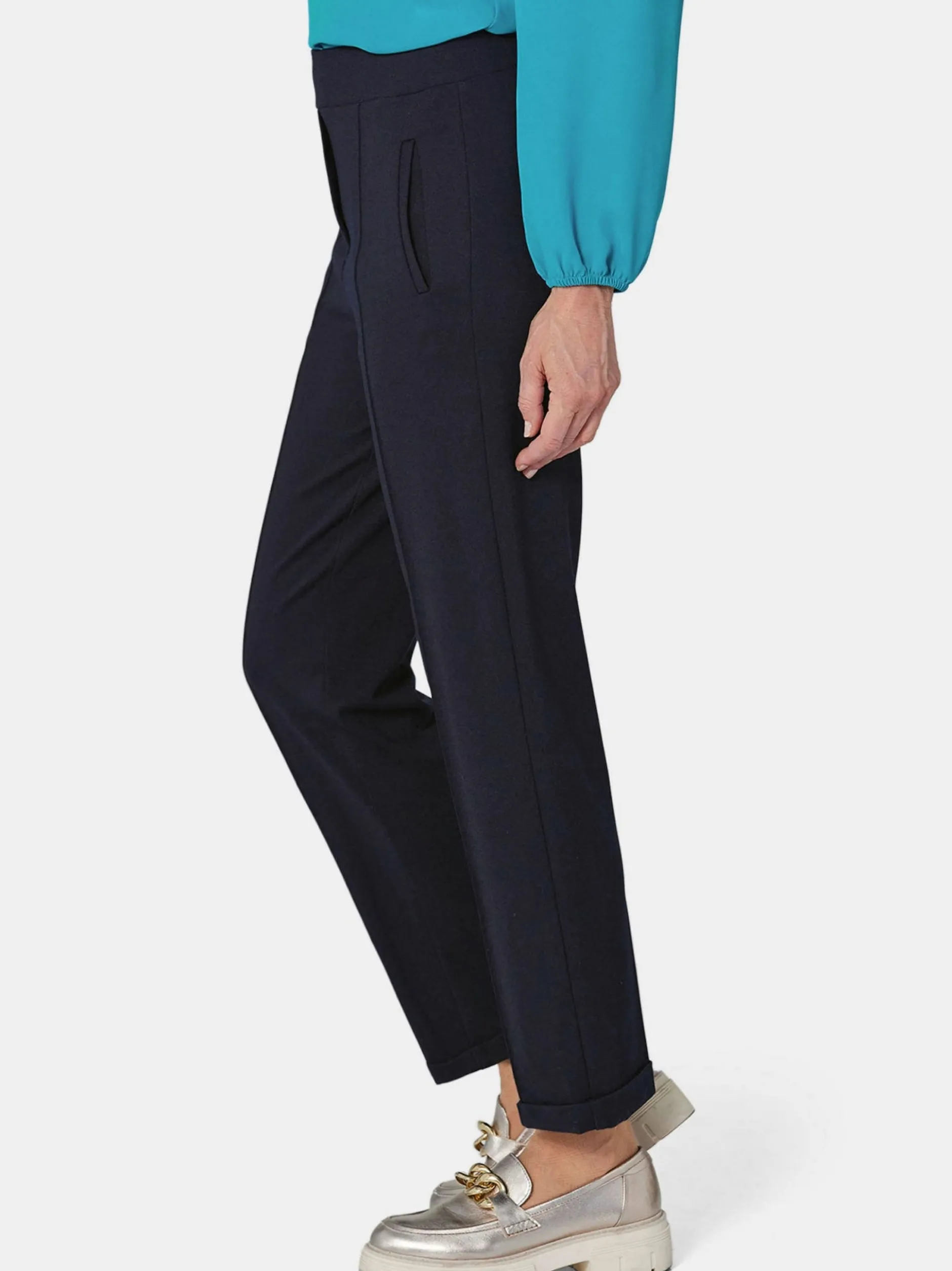 Goldner Damen Schlupfhose - Kurzgröße in marine