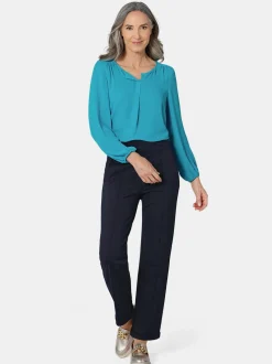 Goldner Damen Schlupfhose - Kurzgröße in marine