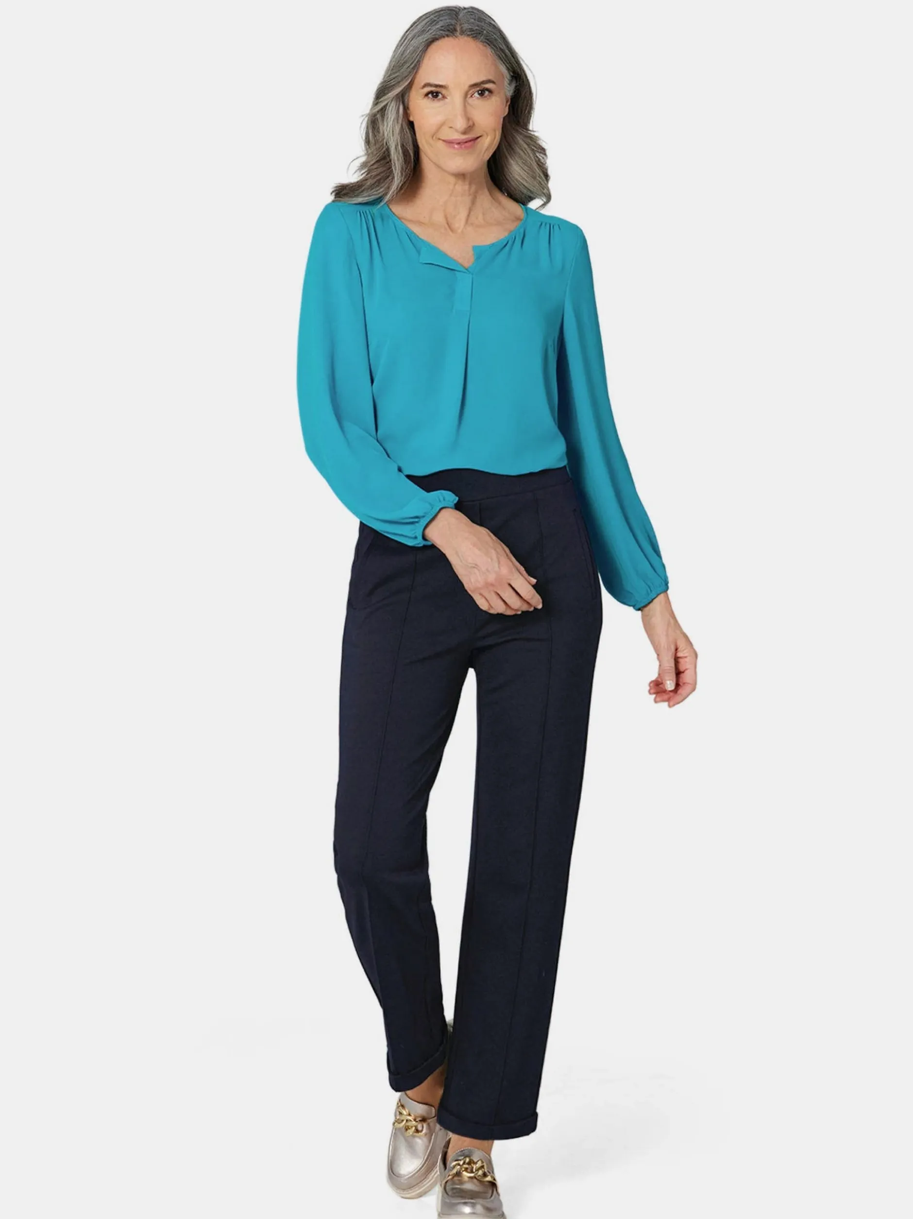 Goldner Damen Schlupfhose - Kurzgröße in marine