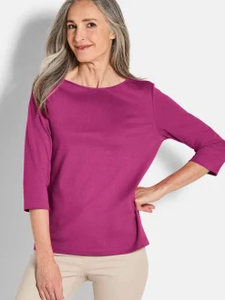 Goldner Damen Shirts in aubergine - Ausschnitt: U-Boot