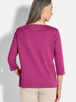 Goldner Damen Shirts in aubergine - Ausschnitt: U-Boot