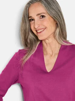 Goldner Damen Shirts in aubergine - Ärmel: 3/4 Arm
