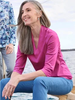 Goldner Damen Shirts in aubergine - Ärmel: 3/4 Arm