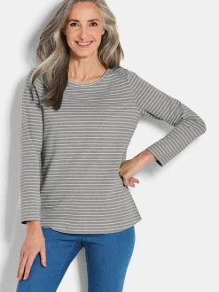 Goldner Damen Shirts in grau - Ausschnitt: U-Boot