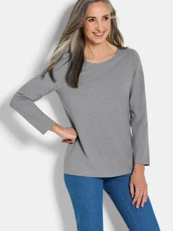 Goldner Damen Shirts in grau - Ausschnitt: U-Boot