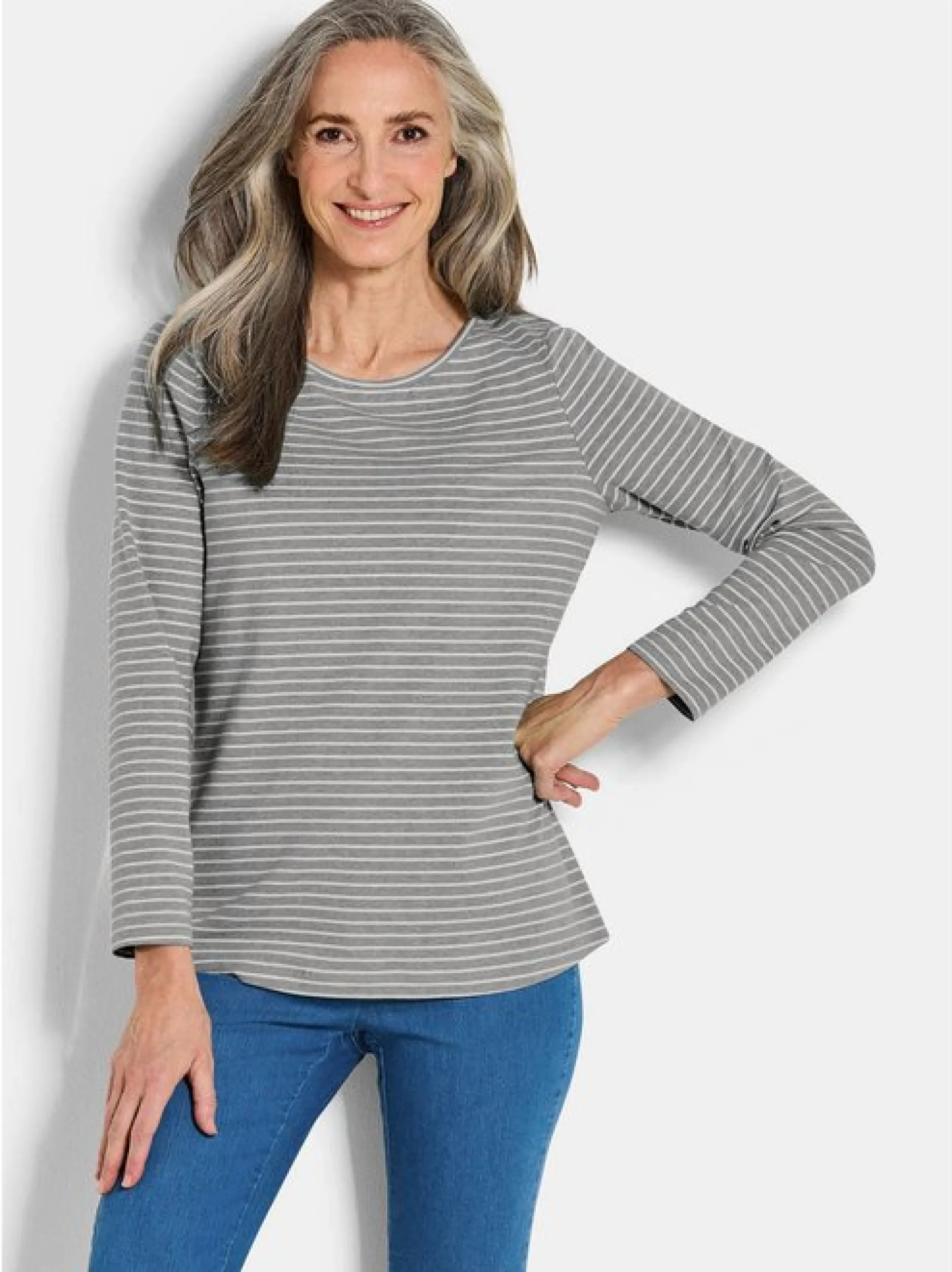 Goldner Damen Shirts in grau - Ausschnitt: U-Boot