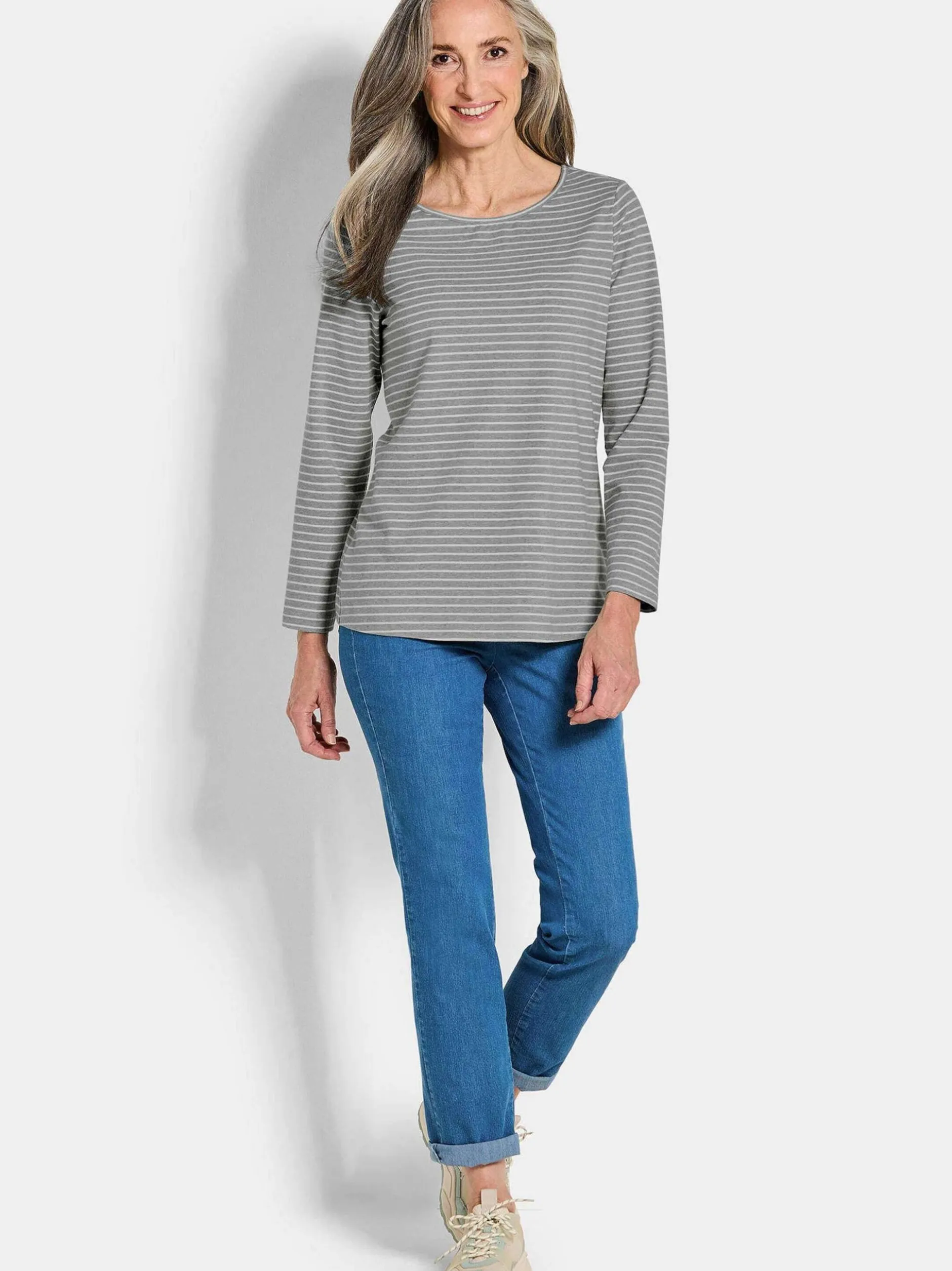 Goldner Damen Shirts in grau - Ausschnitt: U-Boot