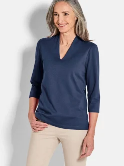 Goldner Damen Shirts in marine - Ärmel: 3/4 Arm