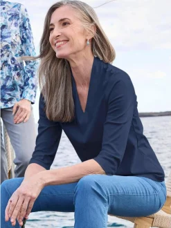 Goldner Damen Shirts in marine - Ärmel: 3/4 Arm