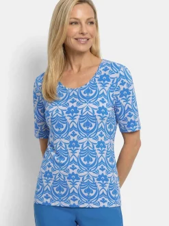 Goldner Damen Shirts - Kurzgröße in blau